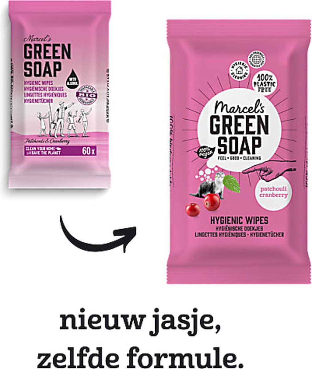 Marcel's Green Soap Schoonmaakdoekjes Patchouli & Cranberry 60 stuks