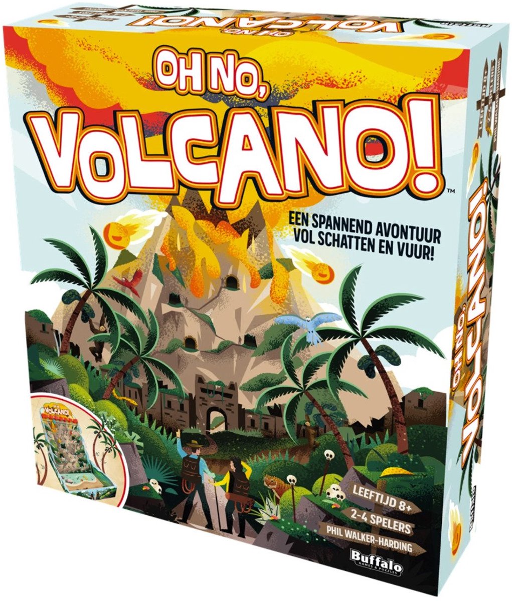 Oh No Volcano - Dutch language board game - For the whole family - 2-4 Players - Excitement & Adventure