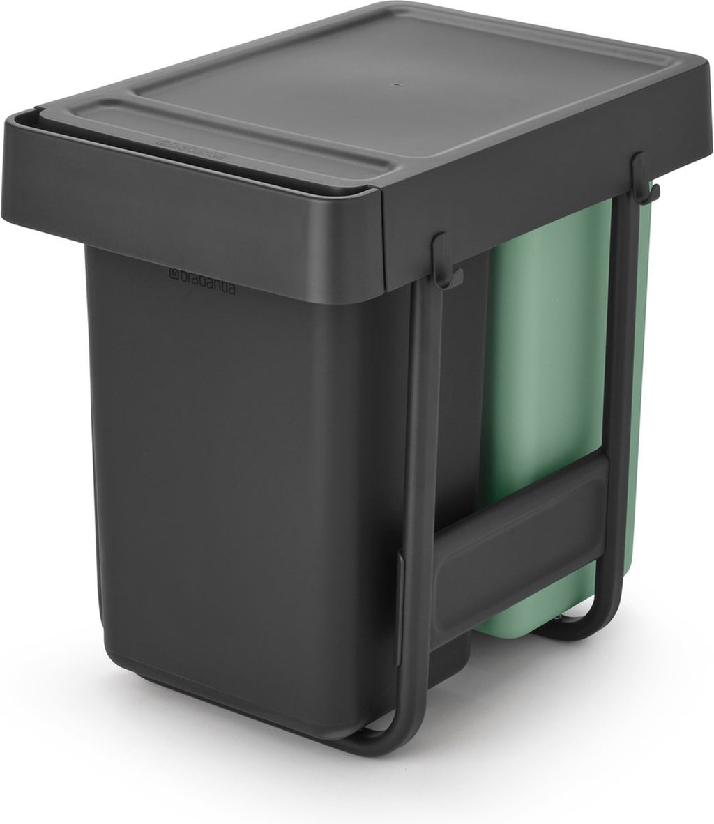 Brabantia Sort & Go Inbouw Prullenbak - 2 x 15 liter - Jade Green en Dark Grey