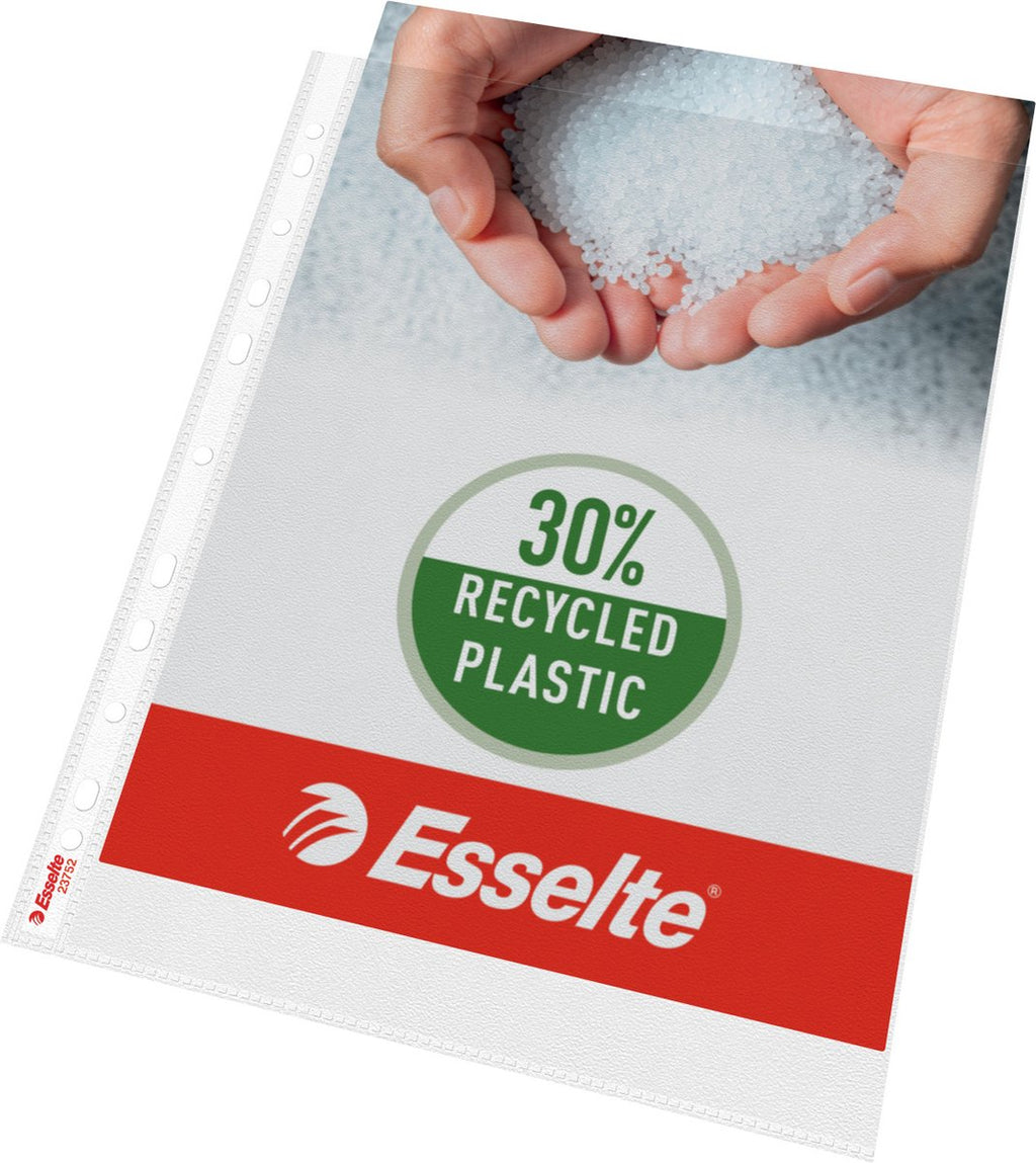 Esselte Showtas A4 - 30% Gerecycled Plastic - 100 stuks - Transparant - Voor Thuiswerken - Ideaal Voor Thuiskantoor