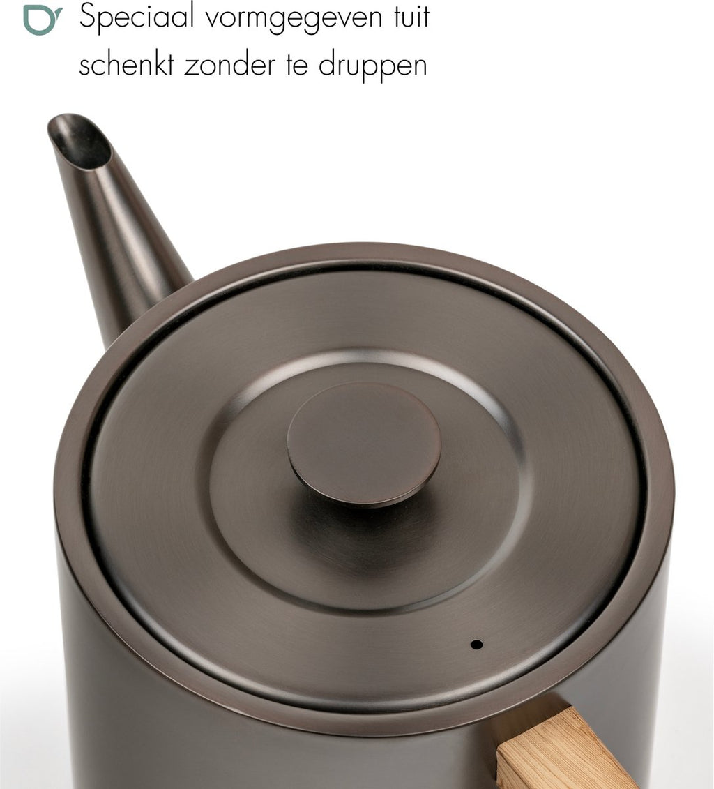 Bredemeijer - Theepot dubbelwandig Narvik - 1,1 liter - Metallic grijs - Met theezeef