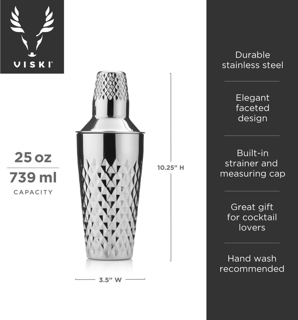 Viski Faceted Cocktailshaker - roestvrijstaal - 740ml