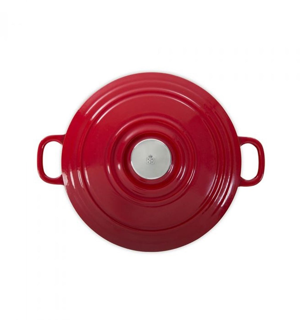 BK Bourgogne Dutch Oven 24cm - 4.2L - Without PFAS-free non-stick coating - Induction roasting pan - Oven safe up to 230°C - Enameled cast iron - Chili Red