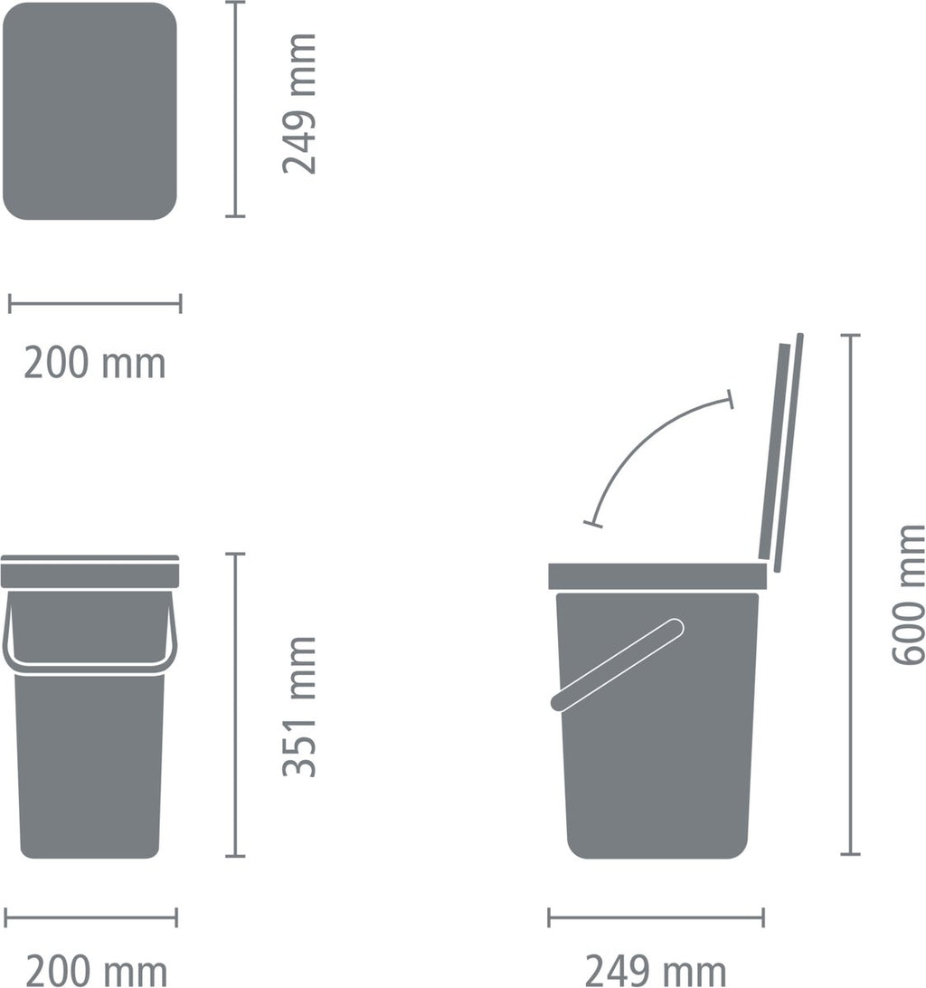 Brabantia Sort & Go Waste Bin - 12 litre - Jade Green