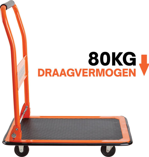 BLACK+DECKER BXWT-H303 Plateauwagen Inklapbaar - Platformwagen Max. 80KG - Transportwagen 60 x 40 x 80,5 cm - Transportkar met Handvat - Makkelijk op te Bergen - Staal
