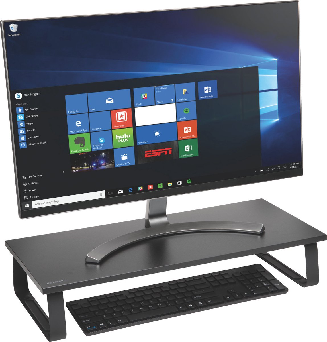 Kensington Extra Brede Monitorstandaard - Verhoger voor Bureaus - Voor Monitor tot 32"/20kg - Zwart