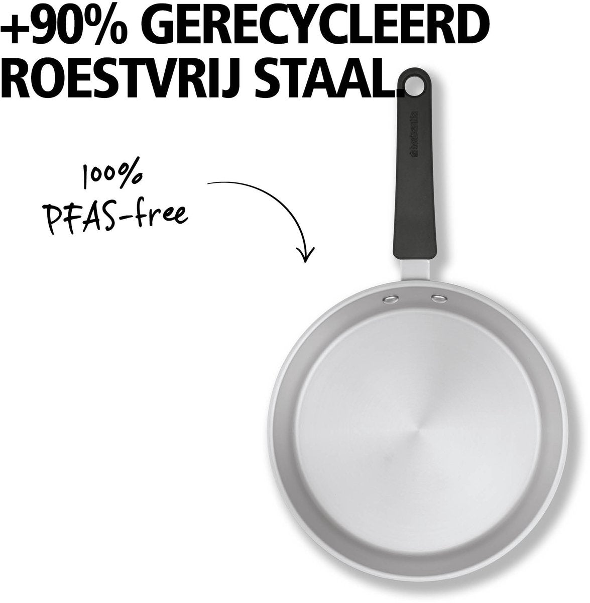 Brabantia Enjoyment Koekenpan - Ø 24 cm - RVS Koekenpan - 100% PFAS Vrij - Geschikt voor Inductie - Roestvrijstalen Pan