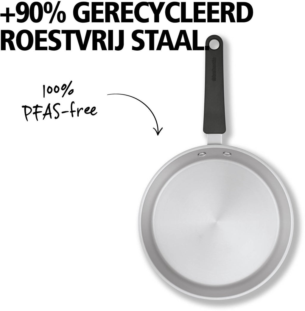 Brabantia Enjoyment Koekenpan - Ø 28 cm - RVS Koekenpan - 100% PFAS Vrij - Geschikt voor Inductie - Roestvrijstalen Pan