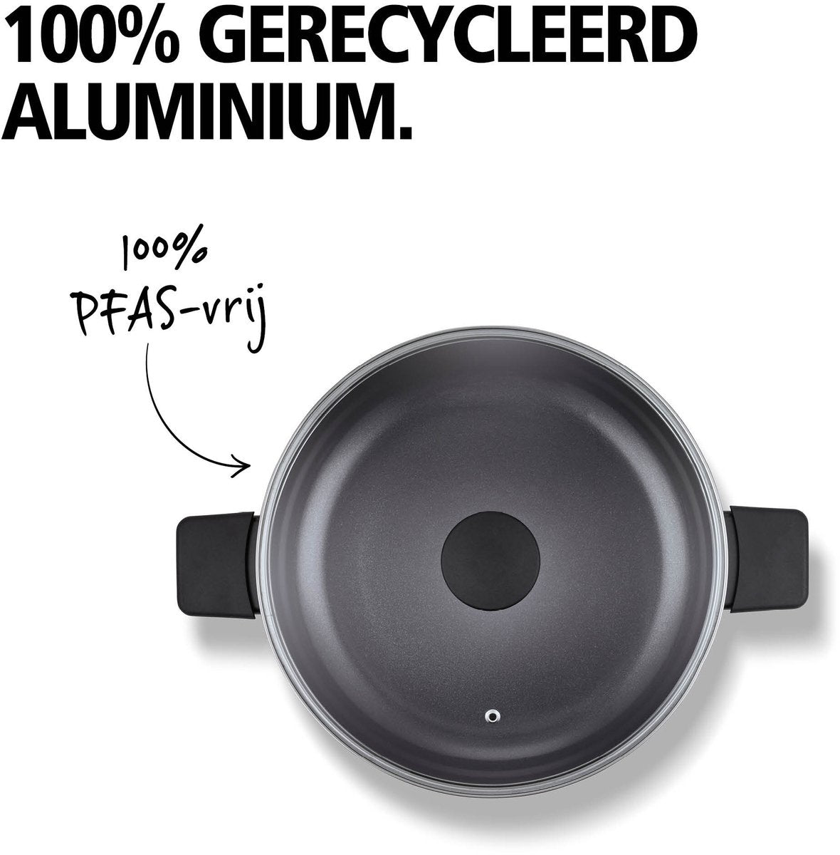 Brabantia VANTA Hapjespan - Ø 28 cm - met Deksel - Sauteerpan - Keramische Antiaanbaklaag Titanium Versterkt - Geschikt voor Inductie - 100% PFAS Vrij - Zwart