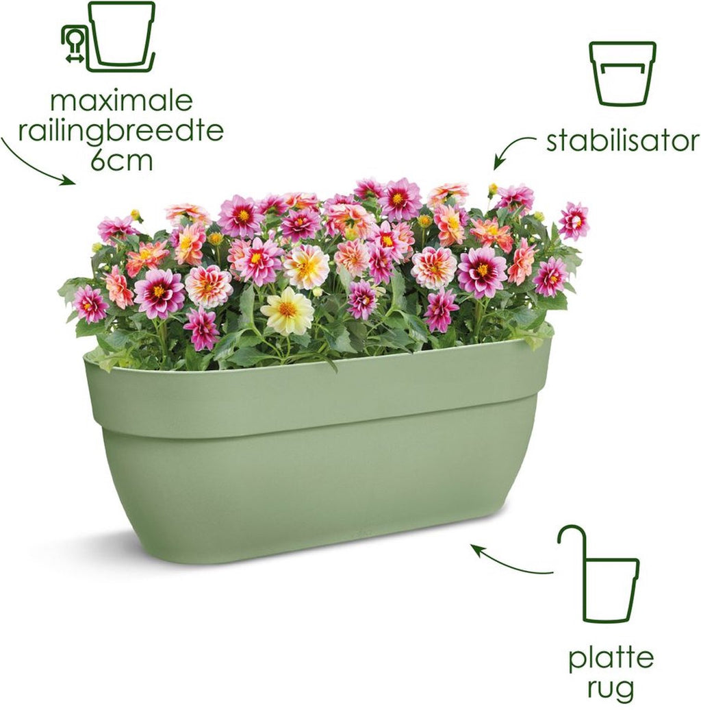 Elho Vibia Campana Easy Hanger L 46 - Balcony Planter with Hanging Hooks - 100% Recycled Plastic - Ø 46.0 x H 26.5 cm - Silk White