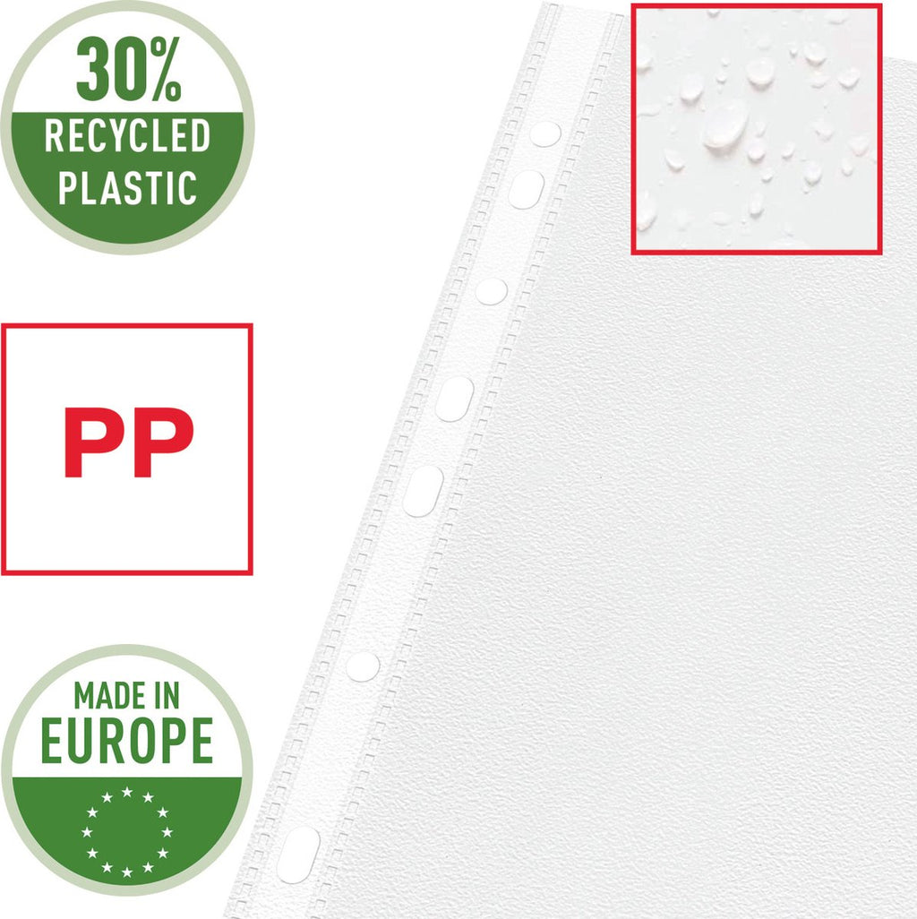 Esselte Showtas A4 - 30% Gerecycled Plastic - 100 stuks - Transparant - Voor Thuiswerken - Ideaal Voor Thuiskantoor