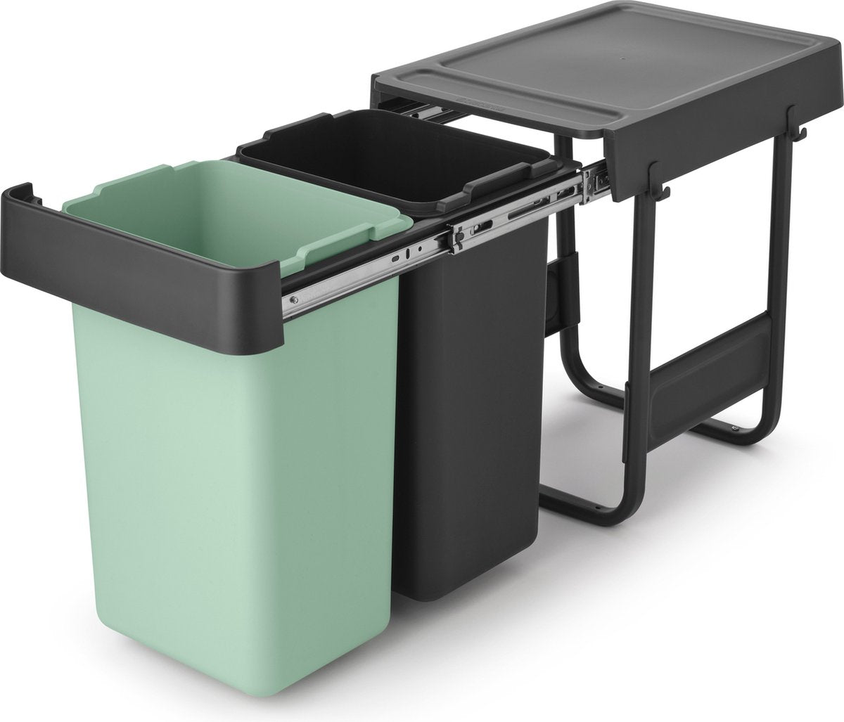 Brabantia Sort & Go Inbouw Prullenbak - 2 x 15 liter - Jade Green en Dark Grey