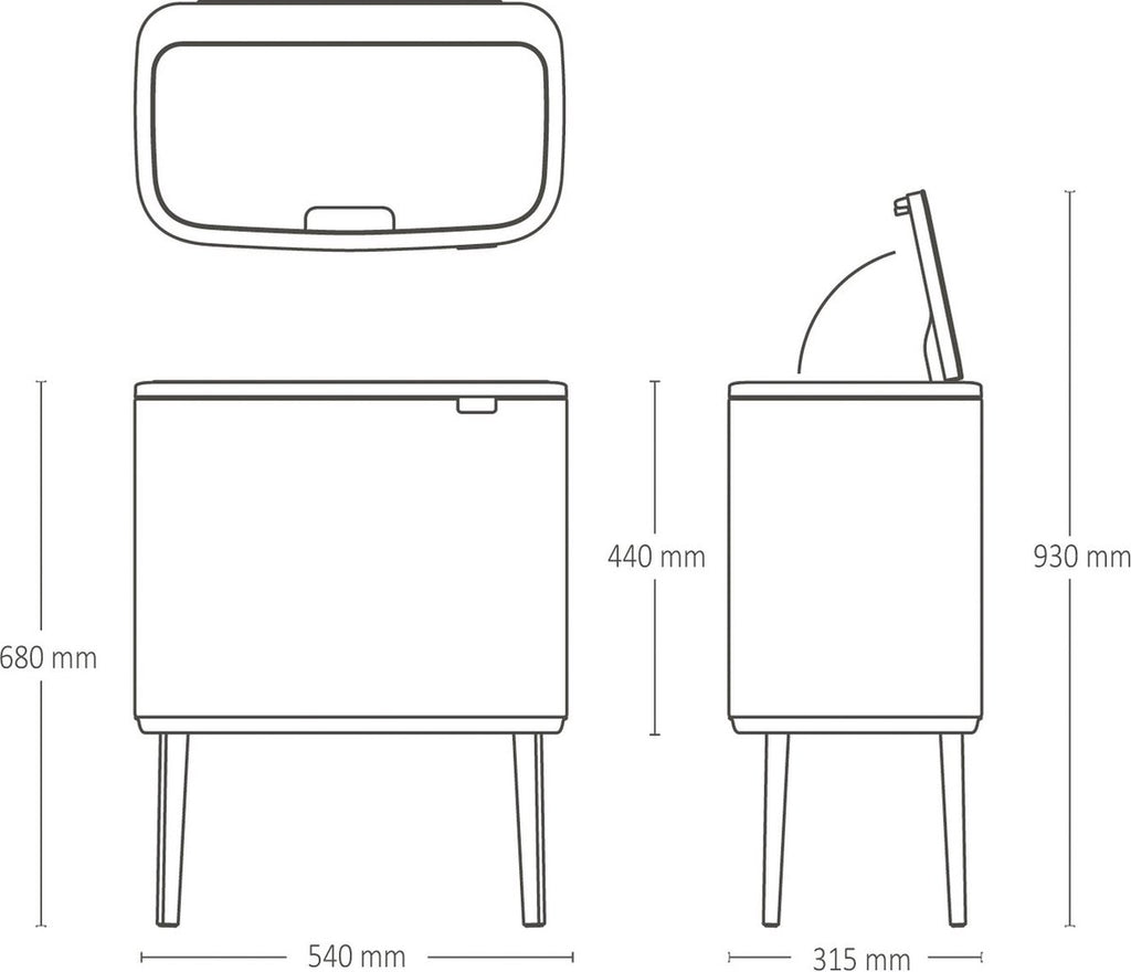 Brabantia Bo Touch Bin Prullenbak - 3 x 11 liter - Afvalscheiding - Soft Beige