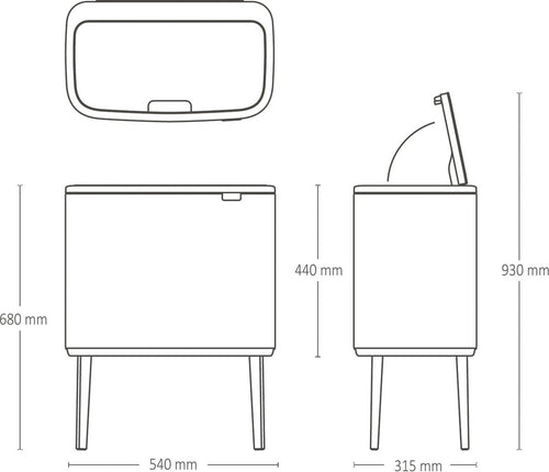 Brabantia Bo Touch Bin - 3 x 11 litres - Waste separation - Soft Beige