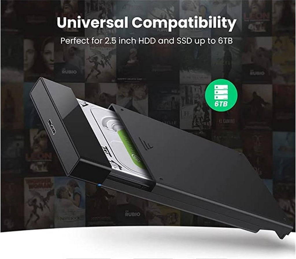 UGREEN - External Hard Drive Enclosure for 2.5" SATA HDD/SSD - USB 3.0 - Black