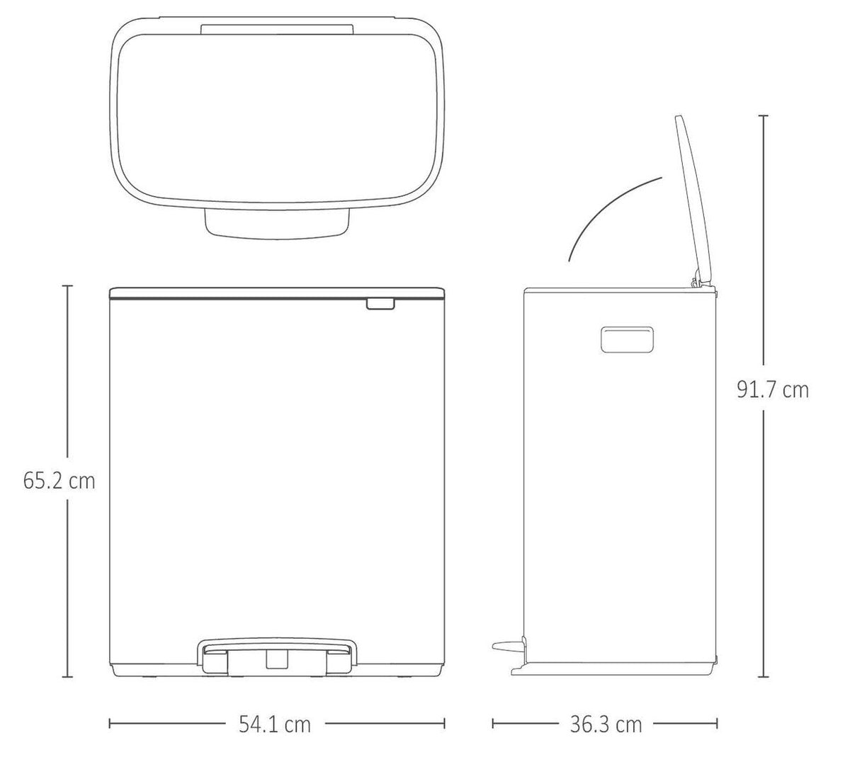 Brabantia Bo Prullenbak - 60 liter - 1 vak - Platinum
