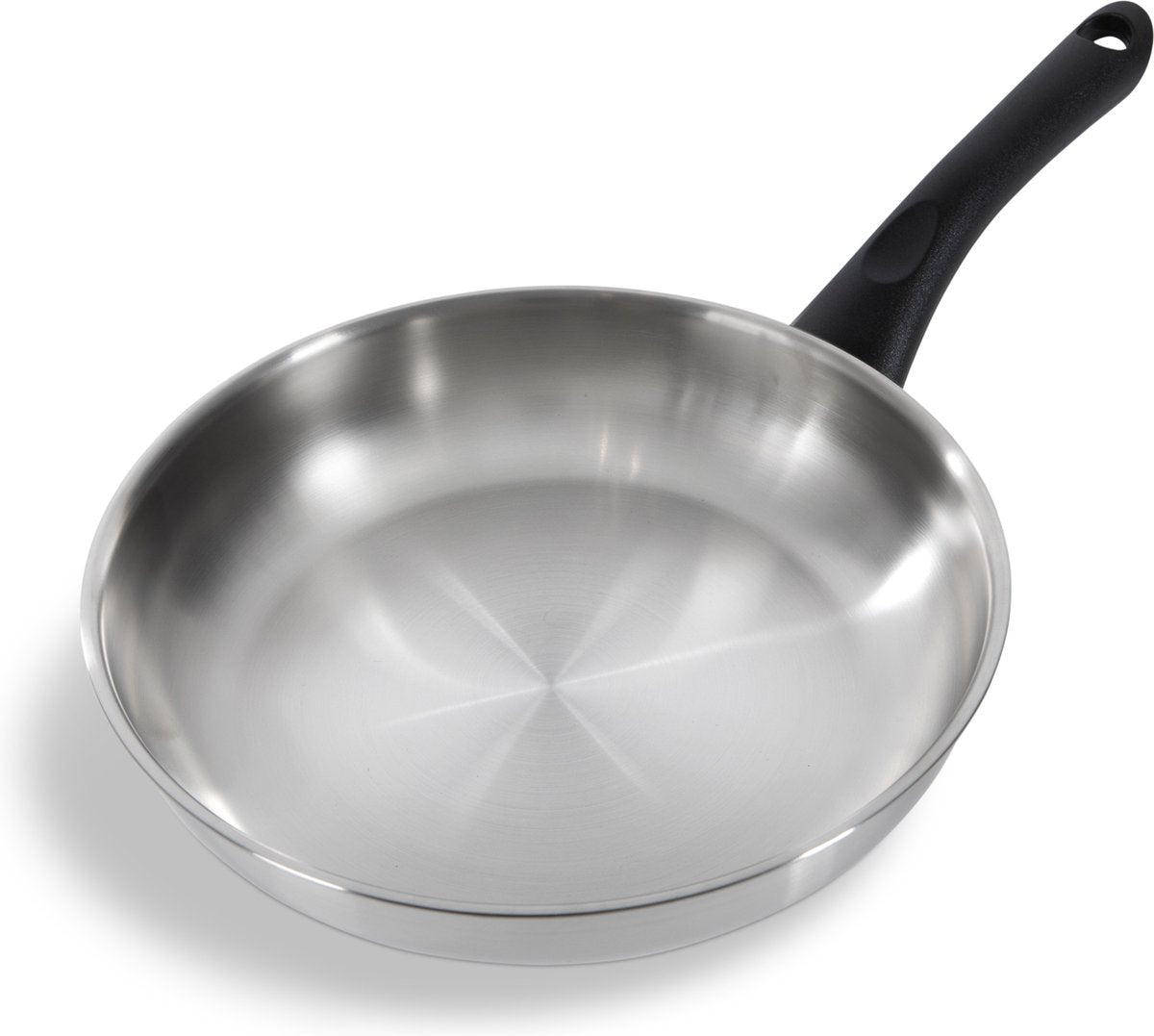 BK Bold Koekenpan 24cm - Zonder PFAS-vrije antikleeflaag - Koekenpan inductie - RVS bakpan - Koudgrepen - Ovenbestendig tot 160°C – Koudgrepen - Zonder deksel – Zilver