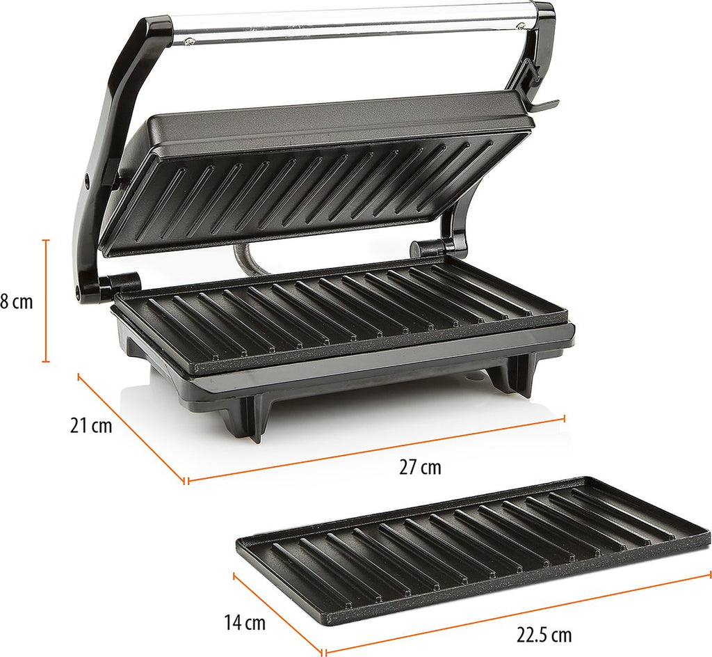Tristar Contactgrill - GR-2650 - 700W - Tosti apparaat - Panini grill- 22,5x14cm bakoppervlak - Verticaal opbergen - Zwart
