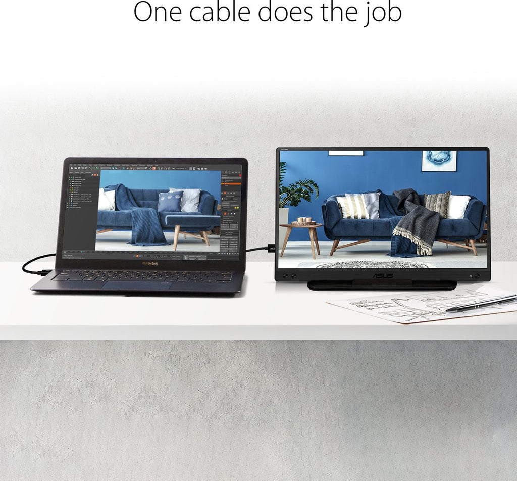 ASUS ZenScreen MB166C - Portable USB-C Monitor - With Smartcover - 15.6 inch