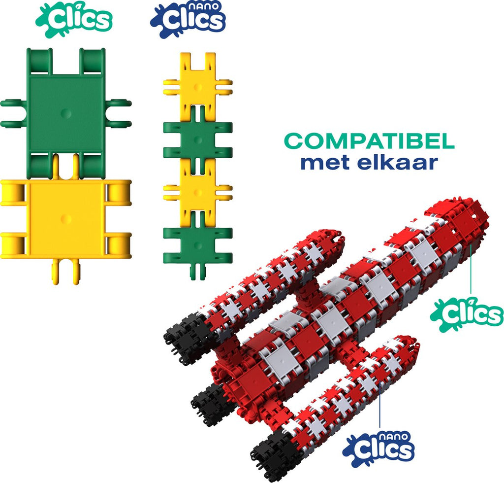 Nano Clics – Creative Builders 500 Piece Set – 5 in 1 Bouwblokken – SPEELGOED Gemaakt Van 100% RECYCLED Plastic – Speelgoed 8, 9, 10, 11, 12 jaar – Constructie Speelgoed