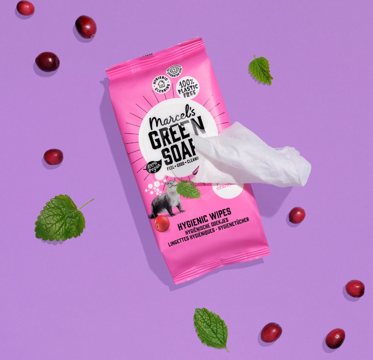Marcel's Green Soap Schoonmaakdoekjes Patchouli & Cranberry 60 stuks