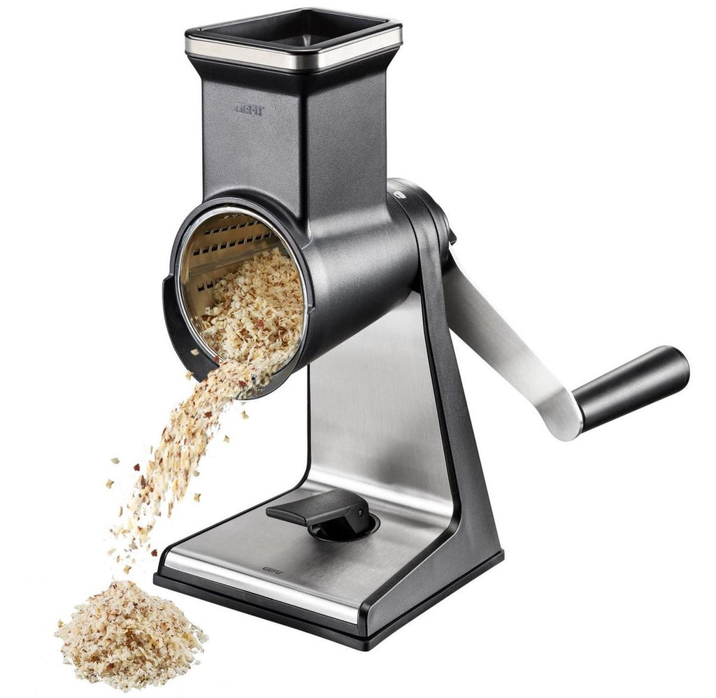 GEFU TRANSFORMA Drum Grater – With 3 LASER CUT Drums – Stainless Steel – For Vegetables, Cheese, Nuts, and Chocolate