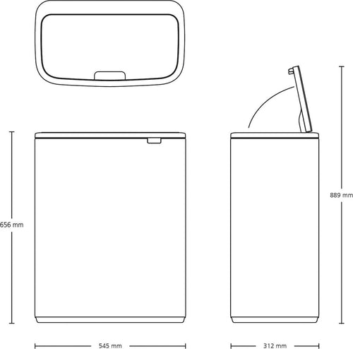 Brabantia Bo Touch Bin Waste Bin - 1 compartment - 60 litres - Soft Beige