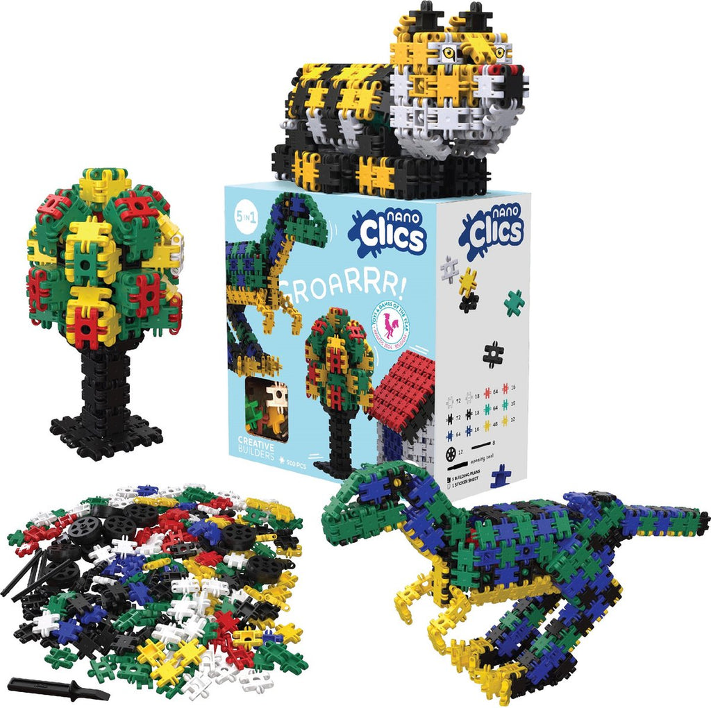 Nano Clics – Creative Builders 500 Piece Set – 5 in 1 Bouwblokken – SPEELGOED Gemaakt Van 100% RECYCLED Plastic – Speelgoed 8, 9, 10, 11, 12 jaar – Constructie Speelgoed