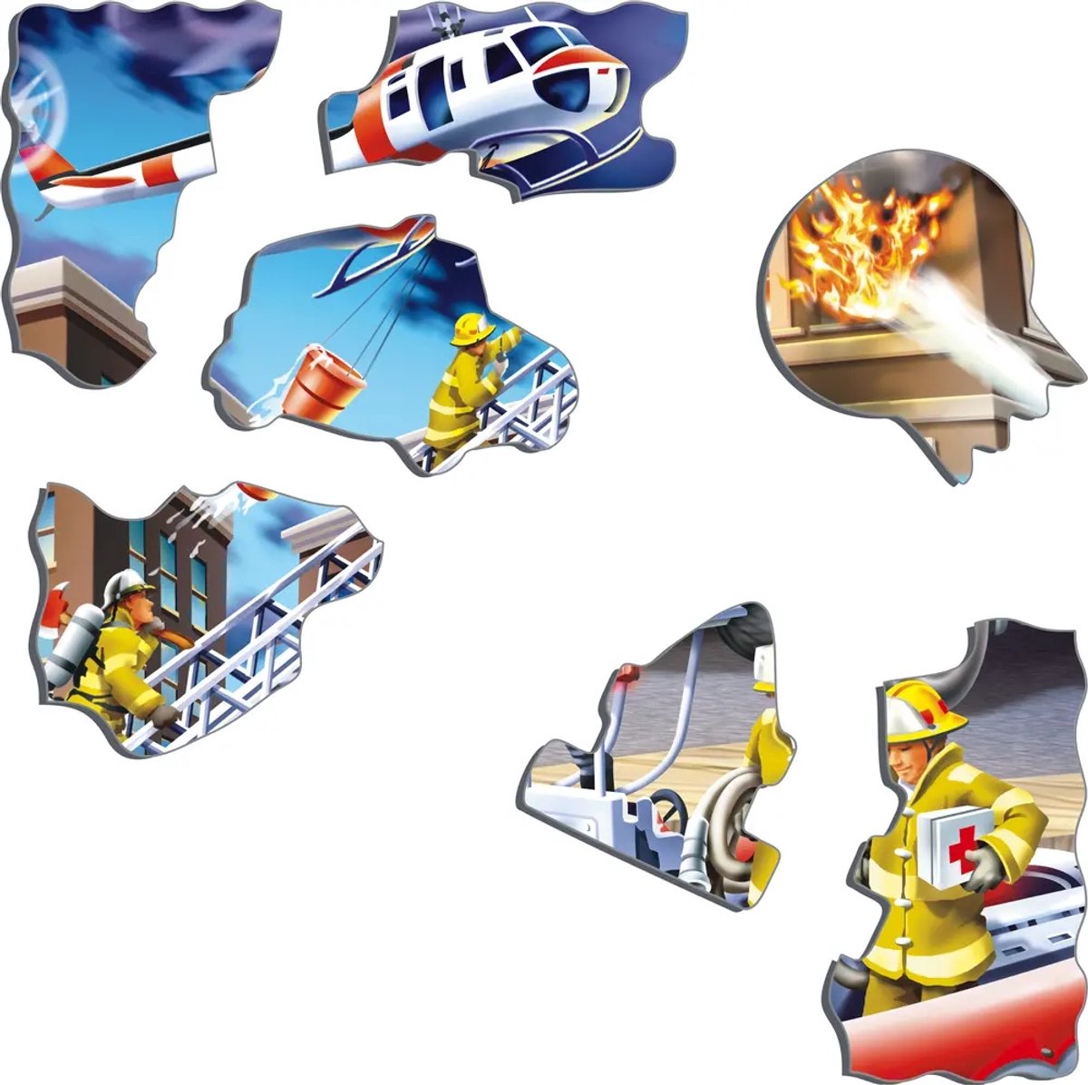 Larsen De brandweermannen – Puzzel – Voertuigen & Techniek – Brandweer – Educatieve legpuzzel voor kinderen – 45 stukjes – Gemaakt in Noorwegen – Extra dikke 2,5 mm stukjes – Tray met vaste rand