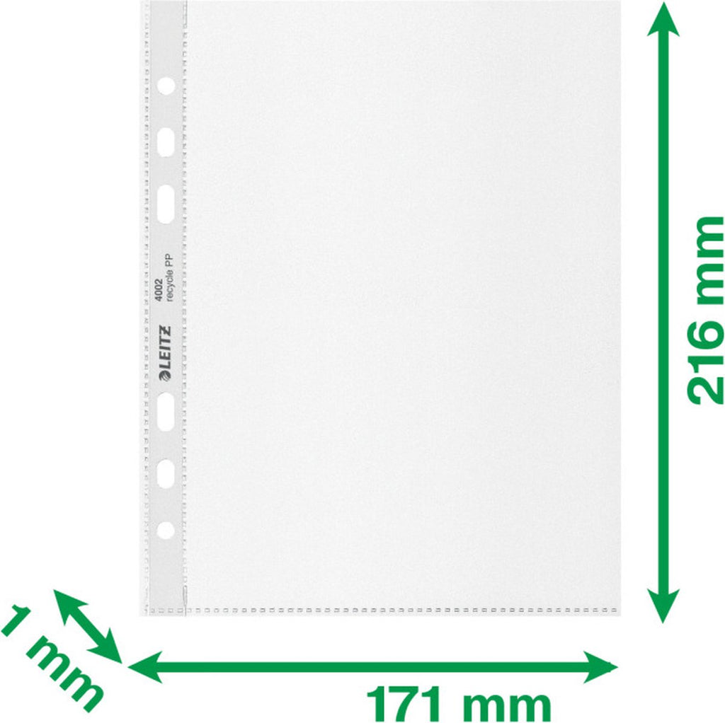 25x Leitz Recycle Showtas A5 - Insteekhoezen van 100 Micron - 90% Gerecycled Pre-consumer Plastic - Transparant