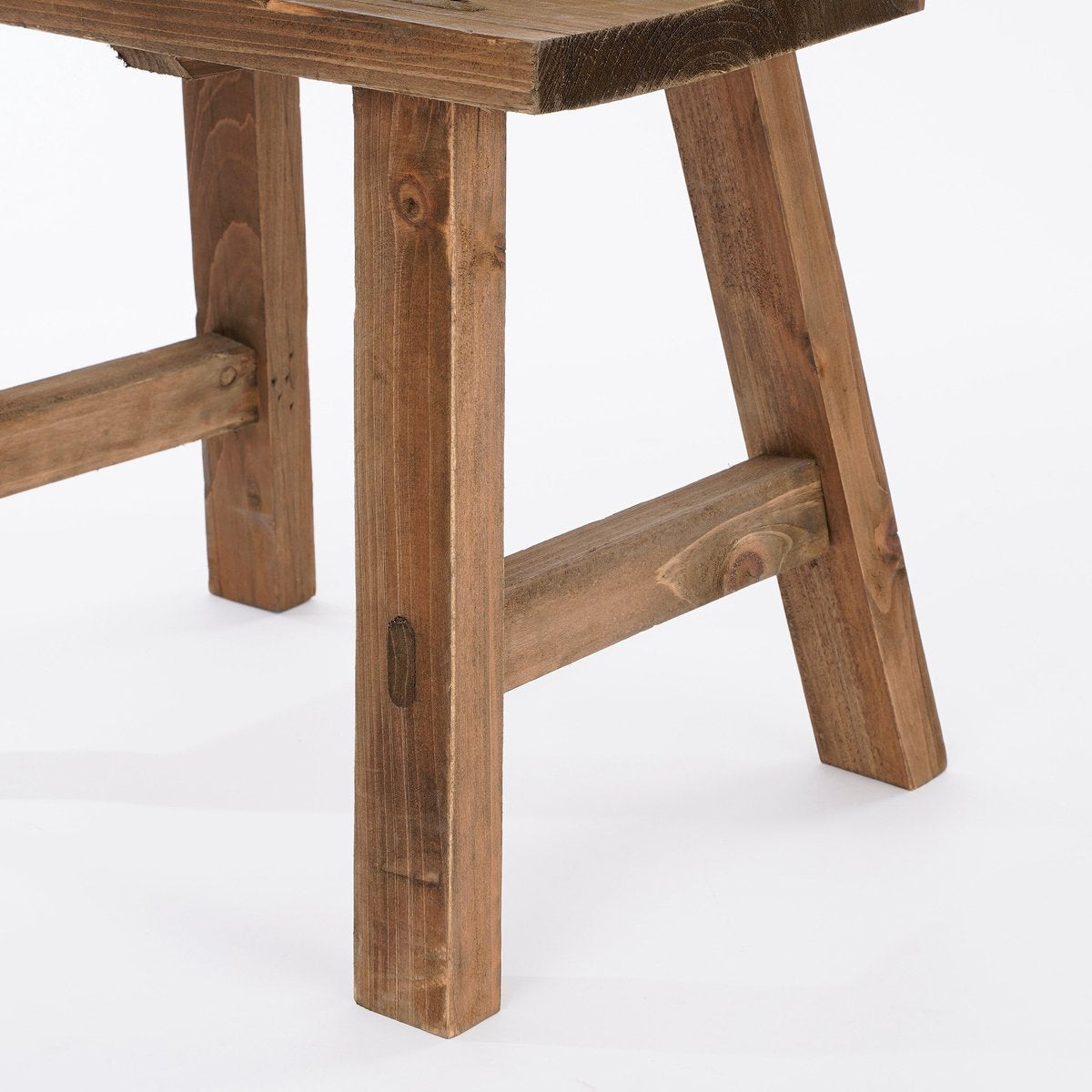 Mica Decorations Bold Wooden Stool - Side Table or Plant Stand - 38 x 29 x 34 cm - Recycled Wood - Brown