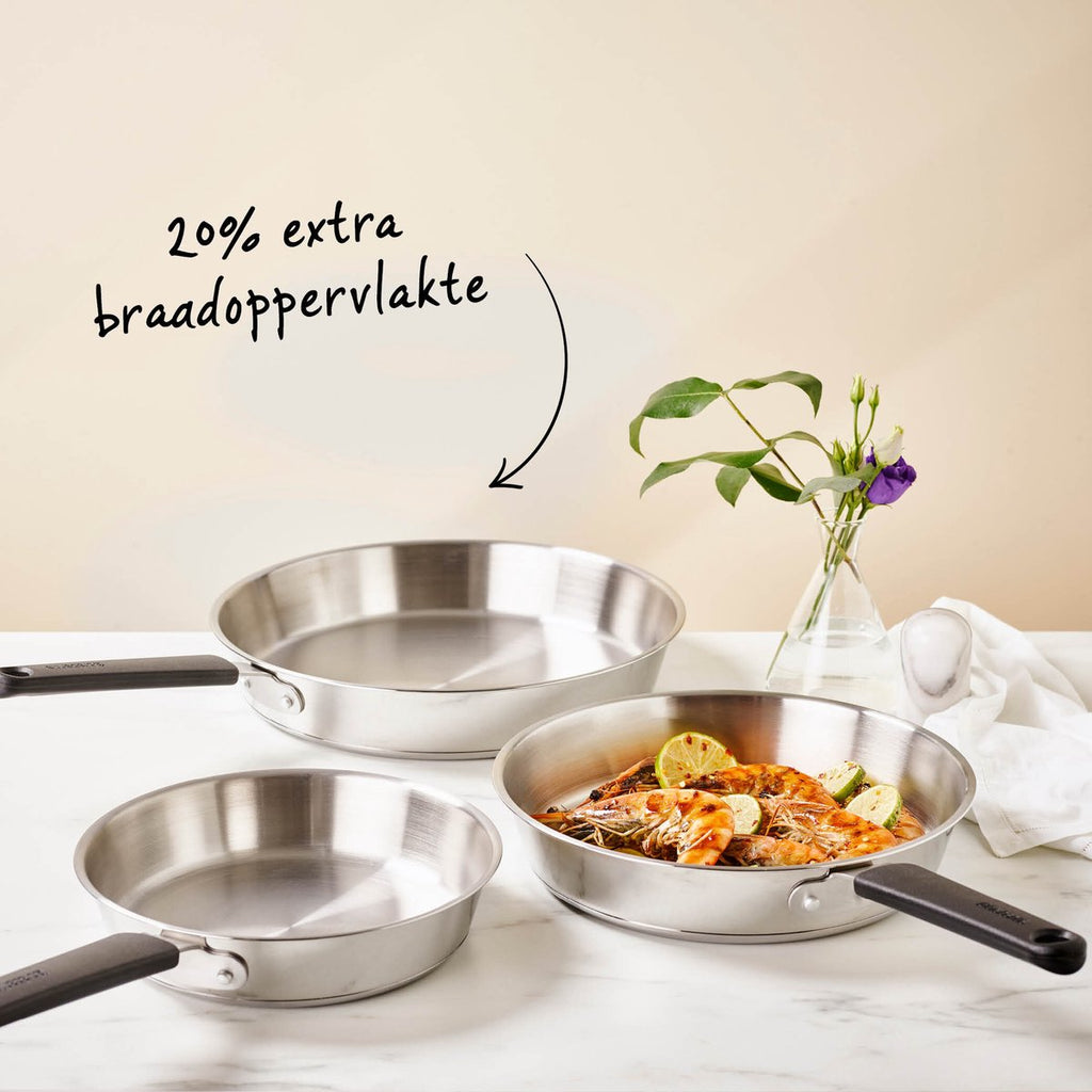Brabantia Enjoyment Koekenpan - Ø 24 cm - RVS Koekenpan - 100% PFAS Vrij - Geschikt voor Inductie - Roestvrijstalen Pan