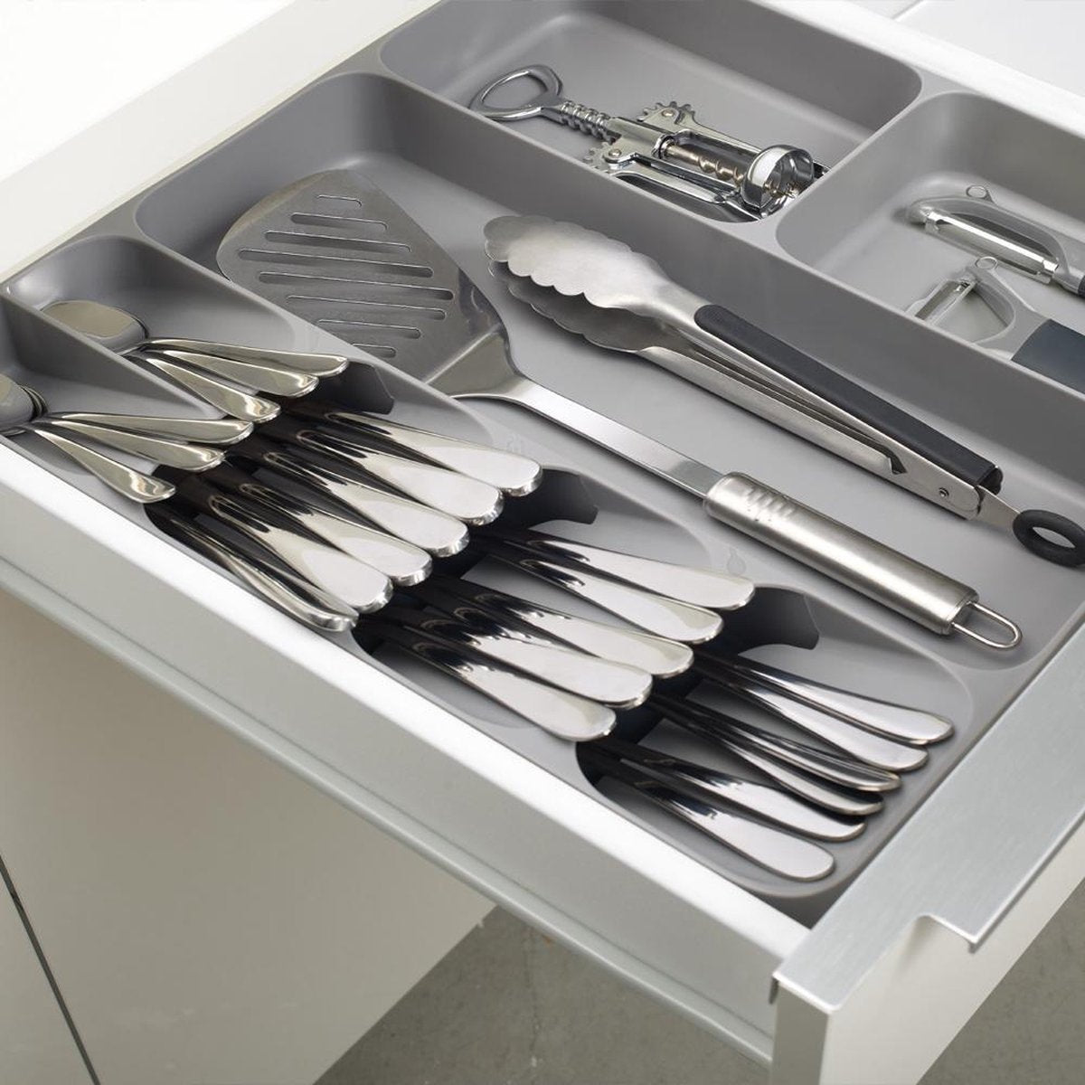 Joseph Joseph Cutlery Organizer 8-compartment - DrawerStore - Grey - Sorting compartments