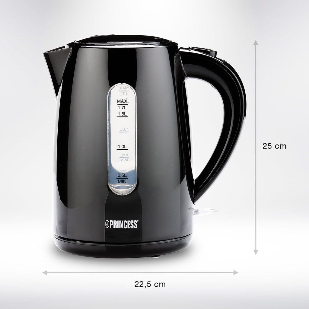 Princess Kettle 236017 - 1.7 Litre - 360° rotatable - 2200W - Water level indicator - Anti-limescale filter - Black