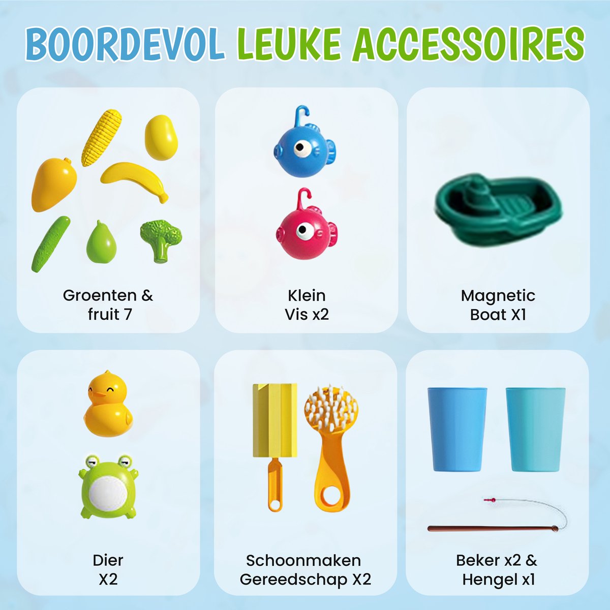 Kuddo Watertafel Kinderen – 4-in-1 Speeltafel met Water, Zand, Vissen en Glijbaan – Buitenspeelgoed voor Peuters – Inclusief Accessoires
