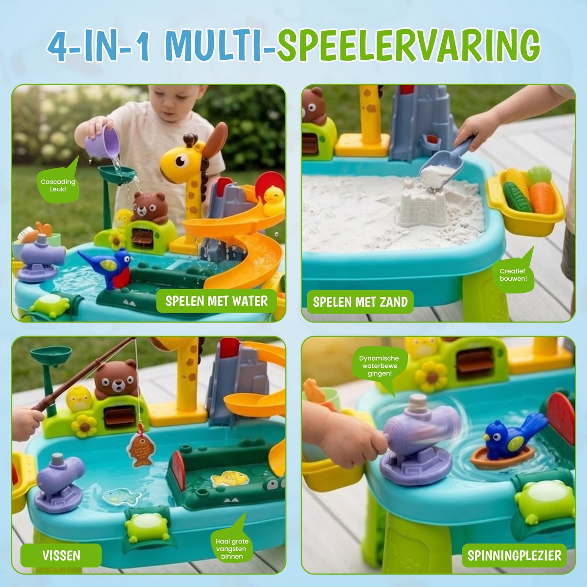 Kuddo Watertafel Kinderen – 4-in-1 Speeltafel met Water