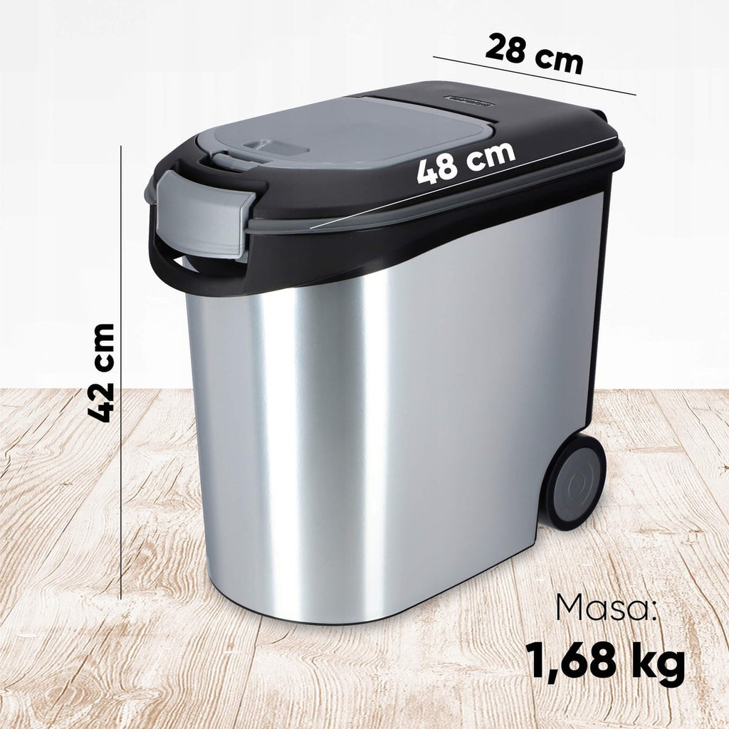 Curver Pet Food Container Dog or Cat - 35L - 12KG - 28x49x42.5cm - Metallic