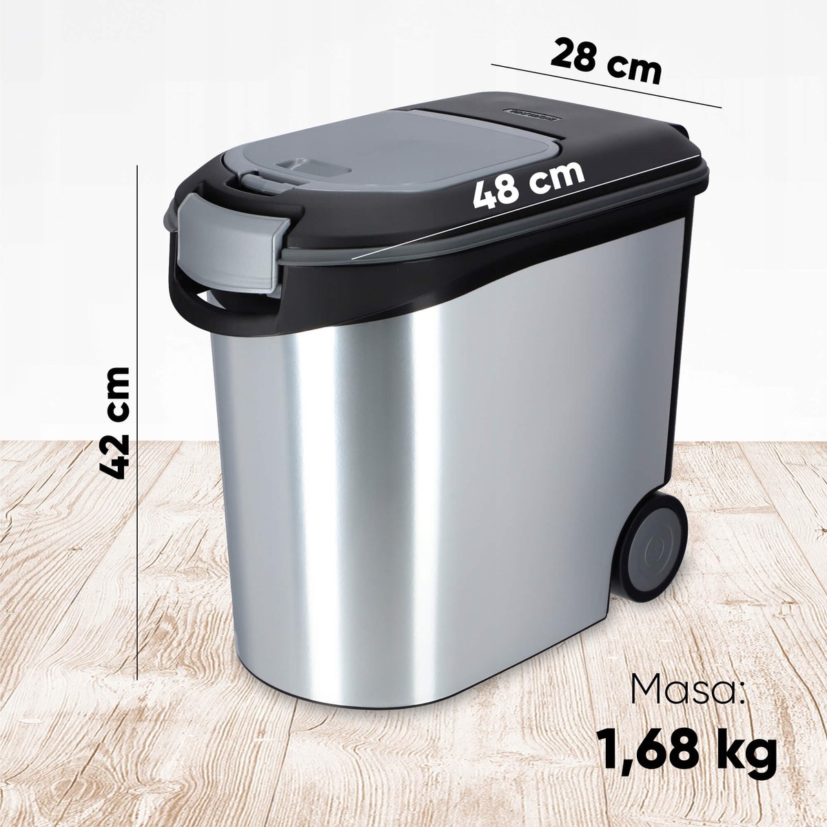 Curver Voedselcontainer Hond of Kat - 35L - 12KG - 28x49x42,5cm - Metallic