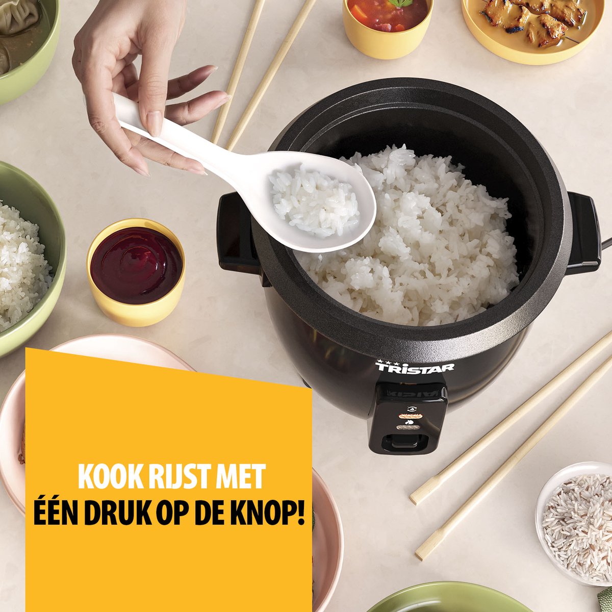 Tristar Rijstkoker 0.6L - RK-6141 - 3 personen - Compact, zuinig, eenvoudig te reinigen - Warmhoudfunctie