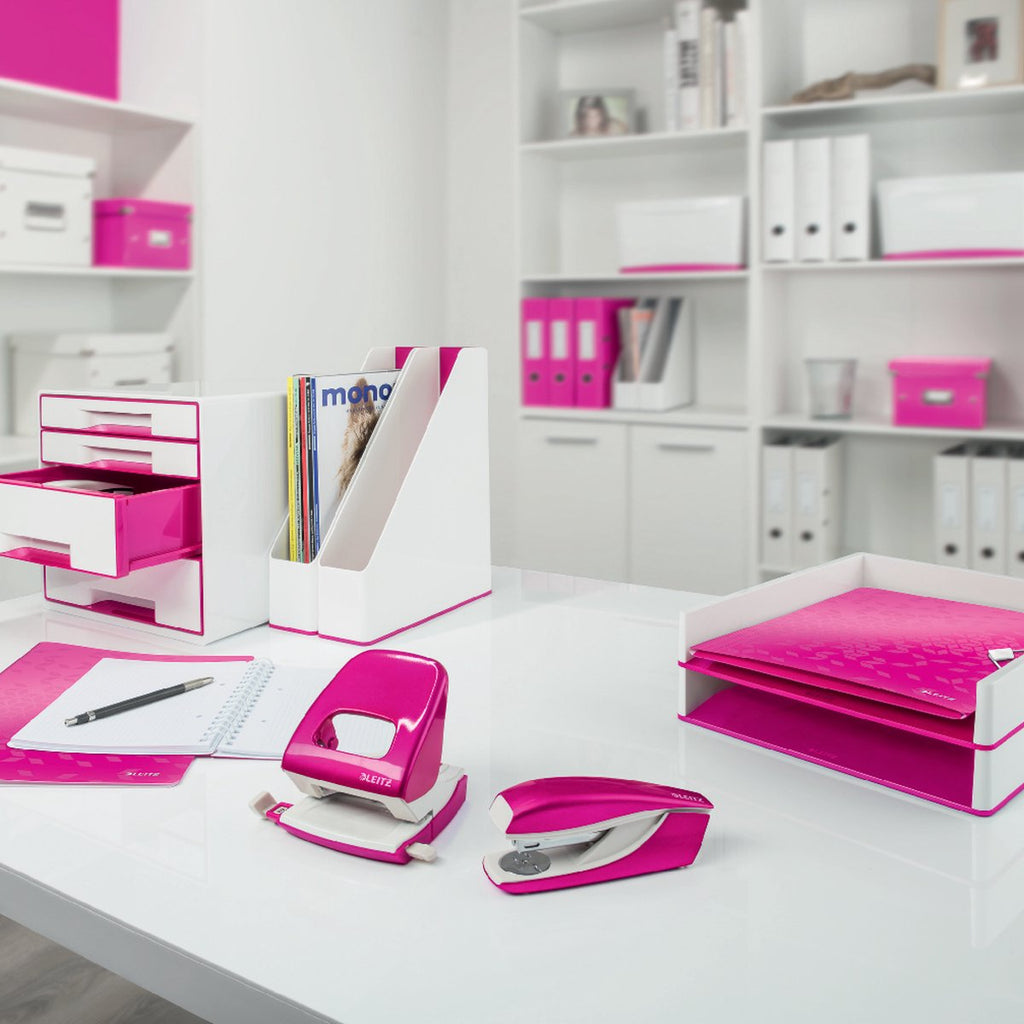 Leitz WOW Mini Stapler - 10 Sheet Capacity - Includes Staples - For Office and Home Use - Ideal for Home Office - Pink