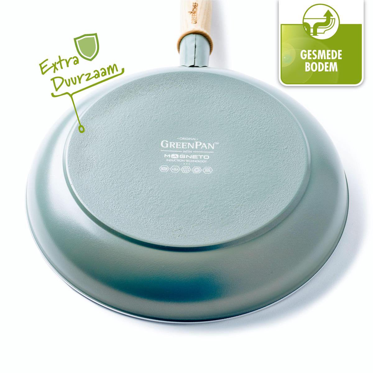 GreenPan Mayflower Koekenpannenset 13-delig - 13/18/20/24/28cm - 1.6/2.6L - PFAS-vrije antikleeflaag - Pannenset inductie - Keramische pan - Niet ovenbestendig - Koudgrepen - Blauw