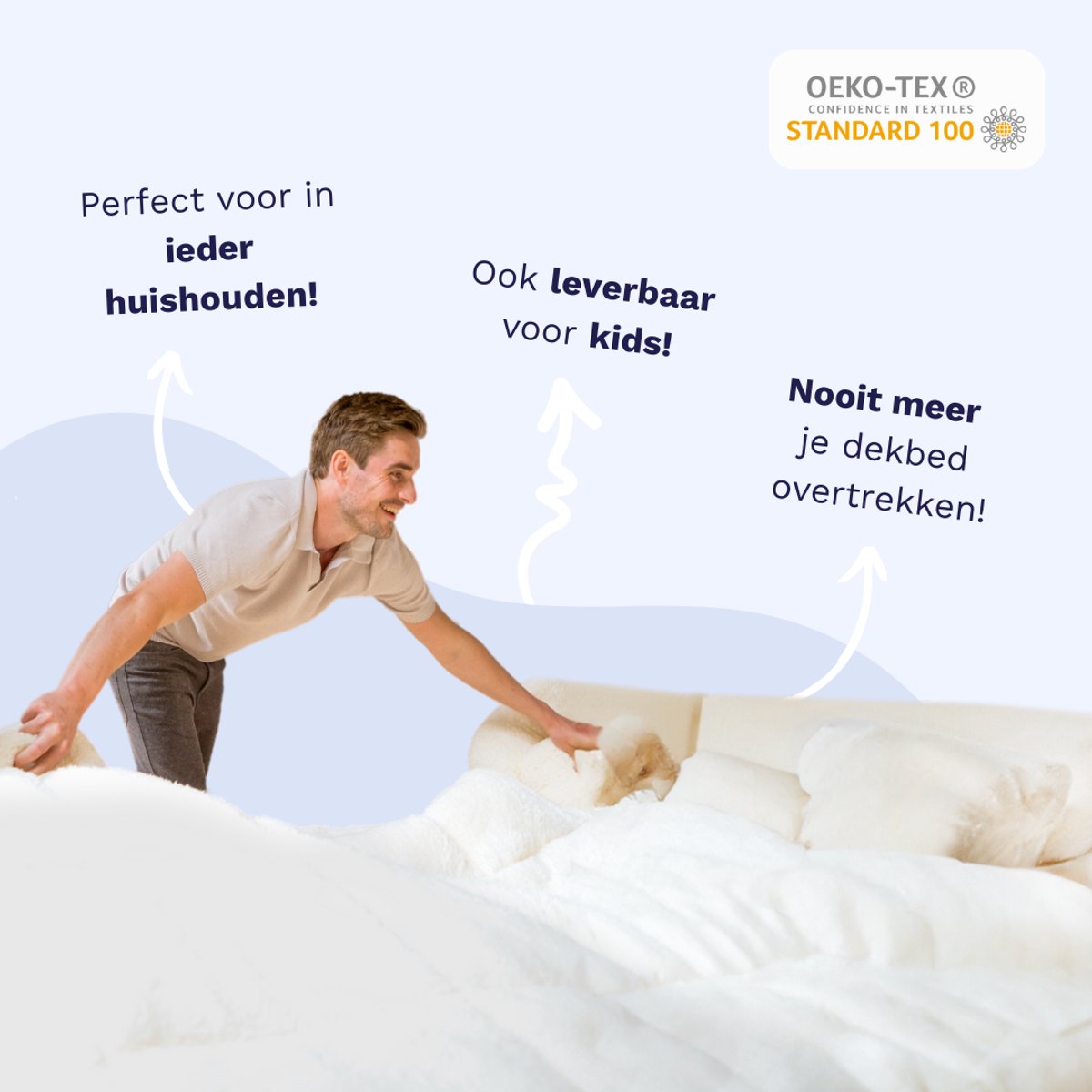 Zelesta Pure Uni Morning Grey 240x200 - Katoenen dekbed zonder overtrek - Wasbaar dekbed - Hoesloos dekbed - 2 in 1 Dekbed met vaste overtrek