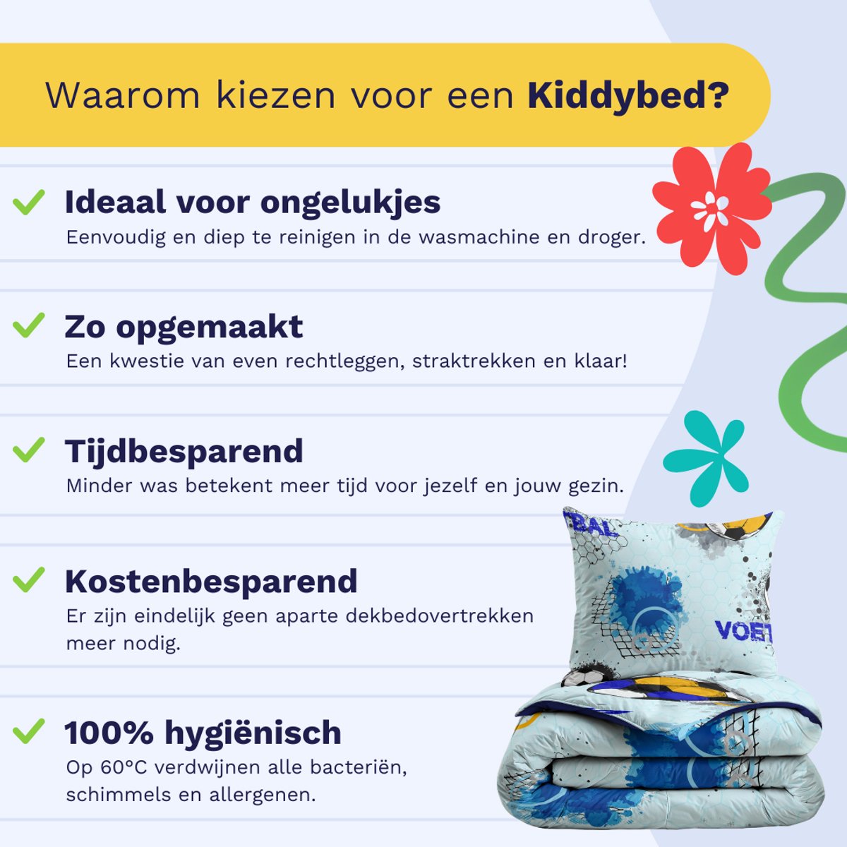 Zelesta Comfort Kids Soccer Dream 140x200 - Kinderdekbedovertrek - 30 dagen proefslapen - Wasbaar hoesloos kinderdekbed - Bedrukt kinderdekbed - All Year Winterdekbed & Zomerdekbed