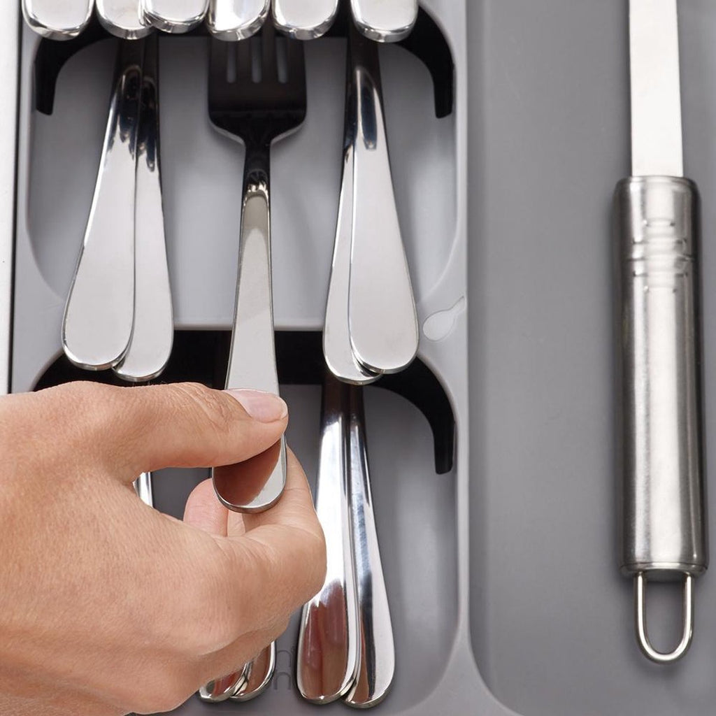 Joseph Joseph Cutlery Organizer 8-compartment - DrawerStore - Grey - Sorting compartments