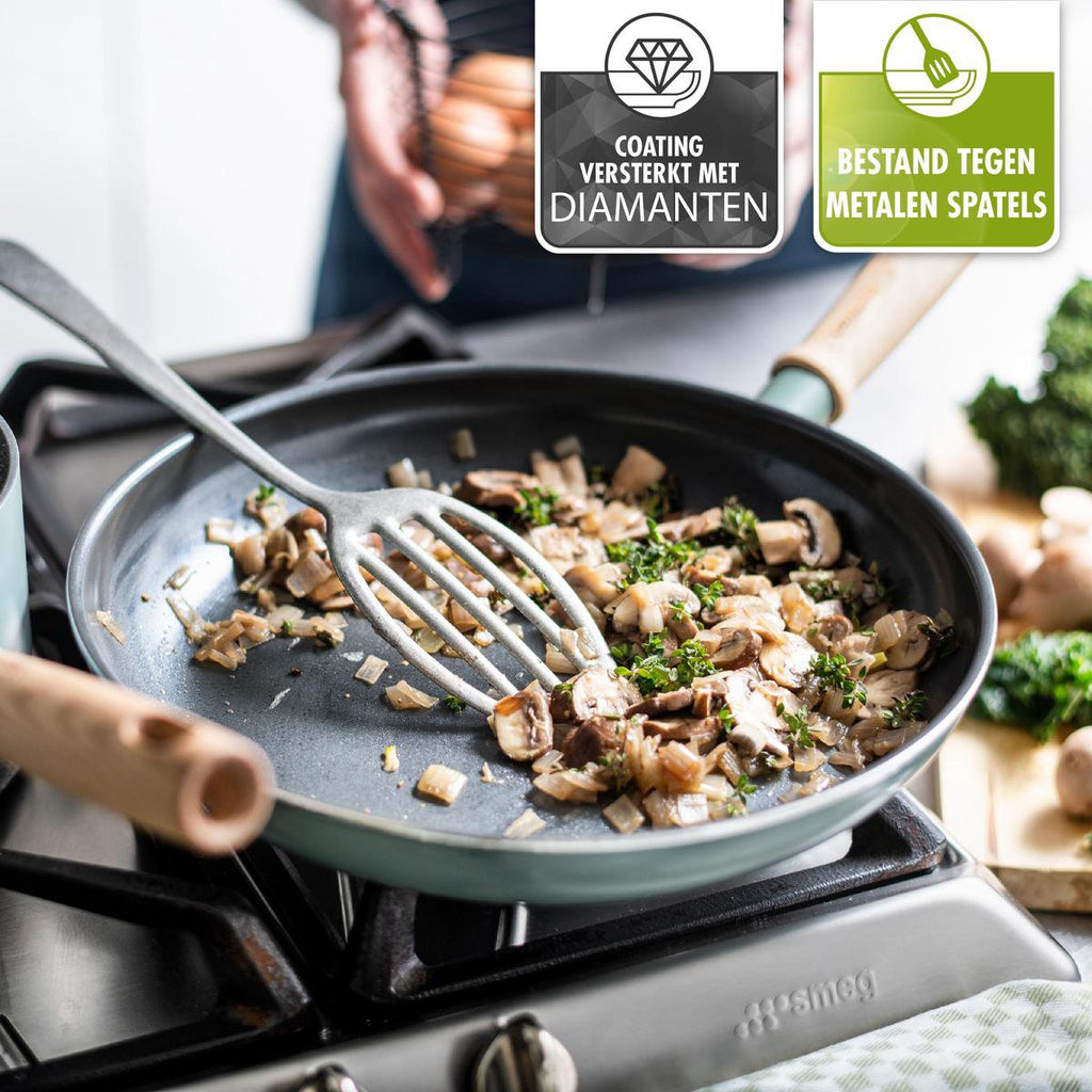 GreenPan Mayflower Koekenpannenset 13-delig - 13/18/20/24/28cm - 1.6/2.6L - PFAS-vrije antikleeflaag - Pannenset inductie - Keramische pan - Niet ovenbestendig - Koudgrepen - Blauw