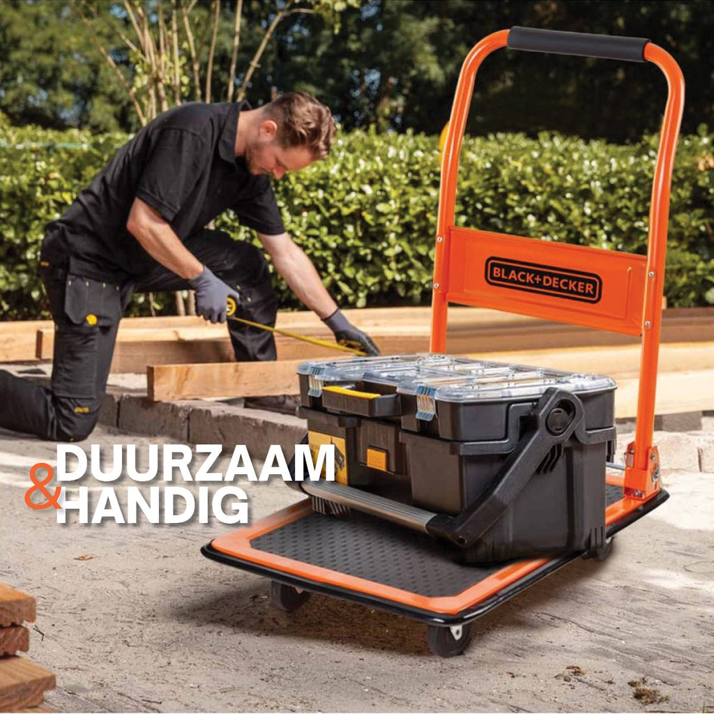 BLACK+DECKER BXWT-H303 Folding Platform Truck - Platform Cart Max. 80KG - Transport Trolley 60 x 40 x 80.5 cm - Transport Cart with Handle - Easy to Store - Steel