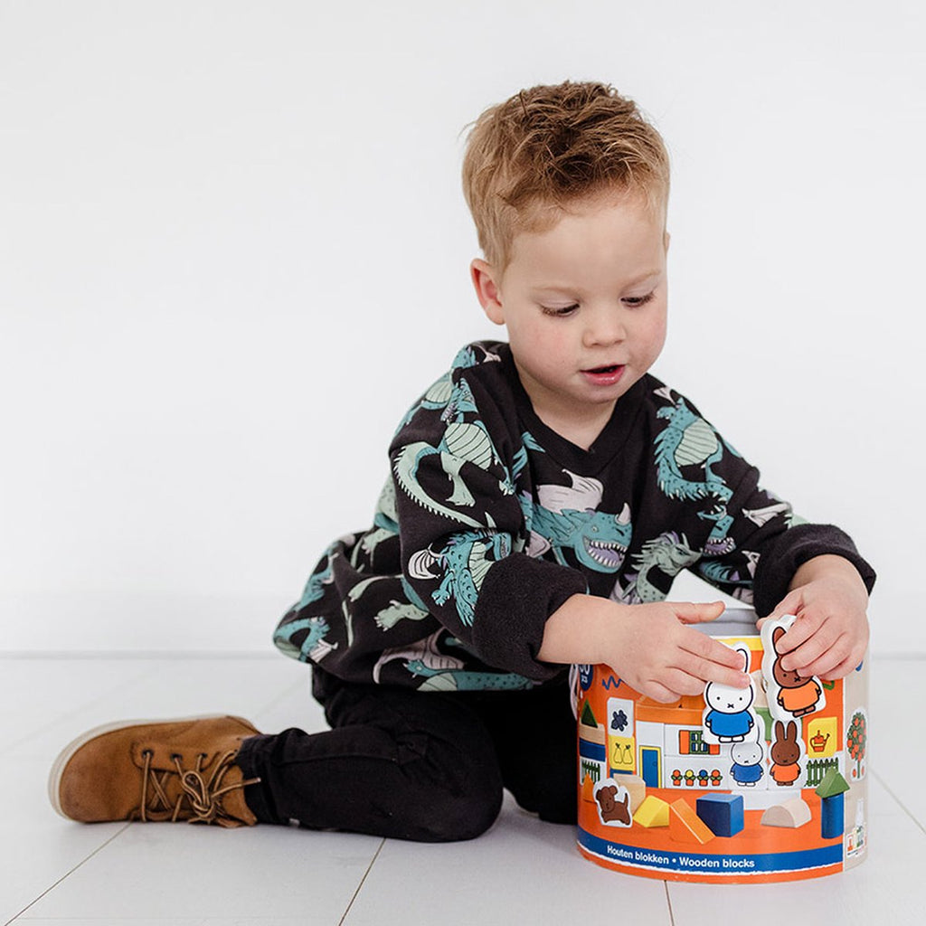 Nijntje blokkenton, houten blokken in opbergton - educatief speelgoed - peuter, kleuter - vanaf 2 jaar - Bambolino Toys