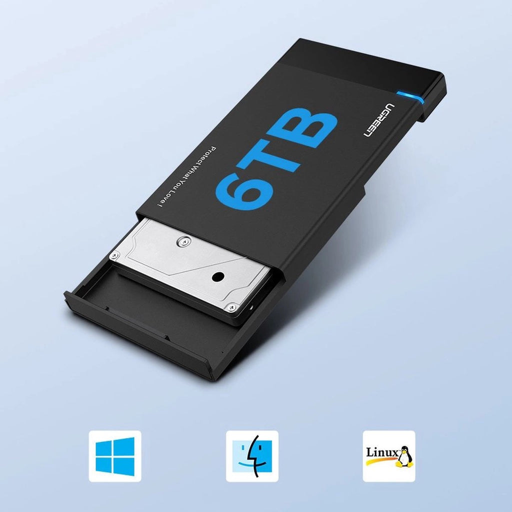 UGREEN - External Hard Drive Enclosure for 2.5" SATA HDD/SSD - USB 3.0 - Black