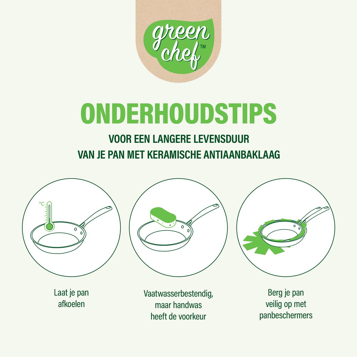 GreenChef Nordics ceramic induction frying pan 28cm - PFAS-free - Induction pan - Dishwasher safe - Oven safe up to 160°C - Ceramic non-stick coating - Without lid - Stay-cool handle - Cream