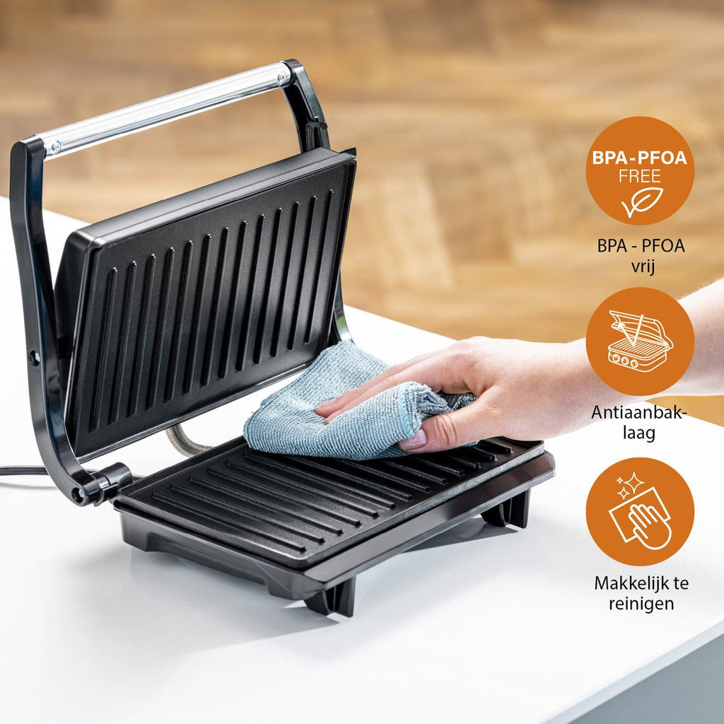 Tristar Contactgrill - GR-2650 - 700W - Tosti apparaat - Panini grill- 22,5x14cm bakoppervlak - Verticaal opbergen - Zwart